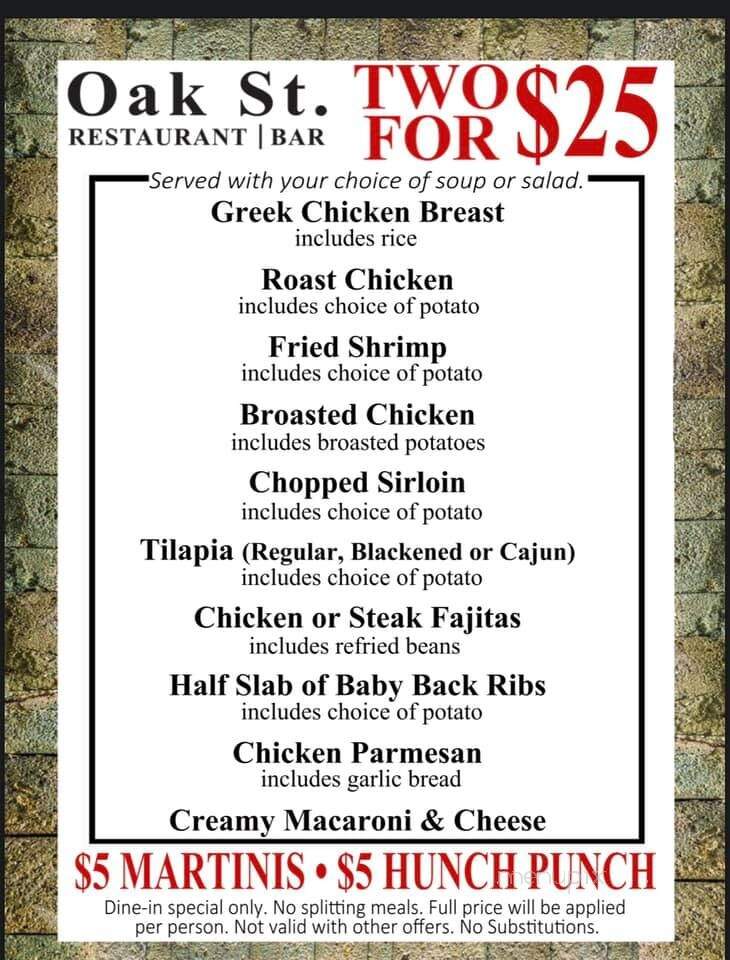 Oak Street Restaurant and Bar - North Aurora, IL menu_pic