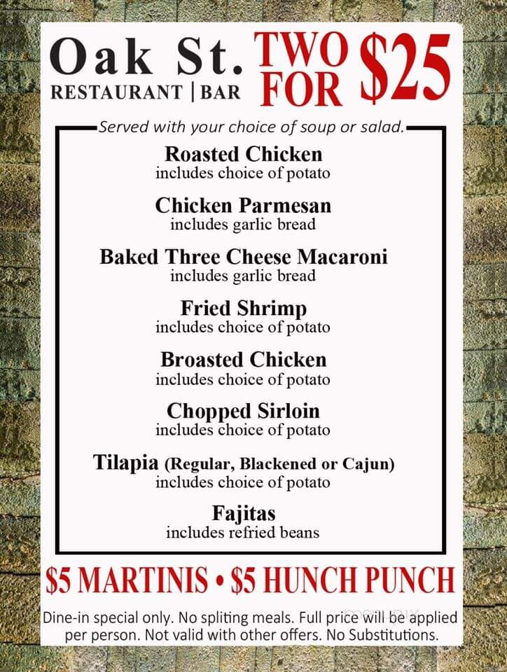 Oak Street Restaurant and Bar - North Aurora, IL menu_pic