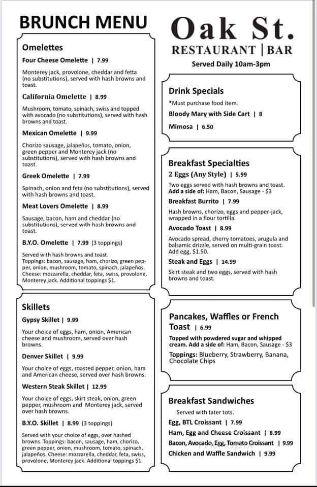 Oak Street Restaurant and Bar - North Aurora, IL menu_pic