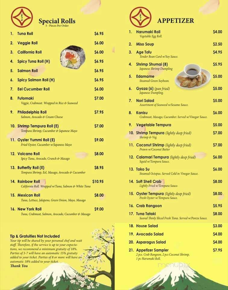 Fujiyama Japanese Steakhouse - Effingham, IL menu_pic