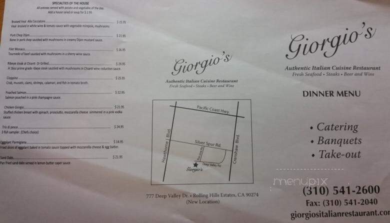 Giorgio's Restaurant - Rolling Hills Estates, CA menu_pic
