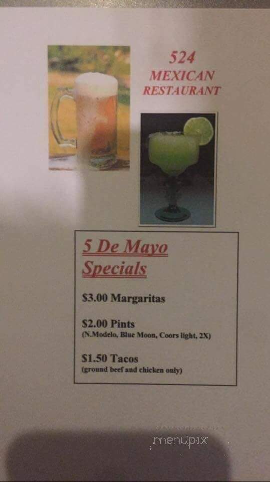 524 Restaurant - Sacramento, CA menu_pic
