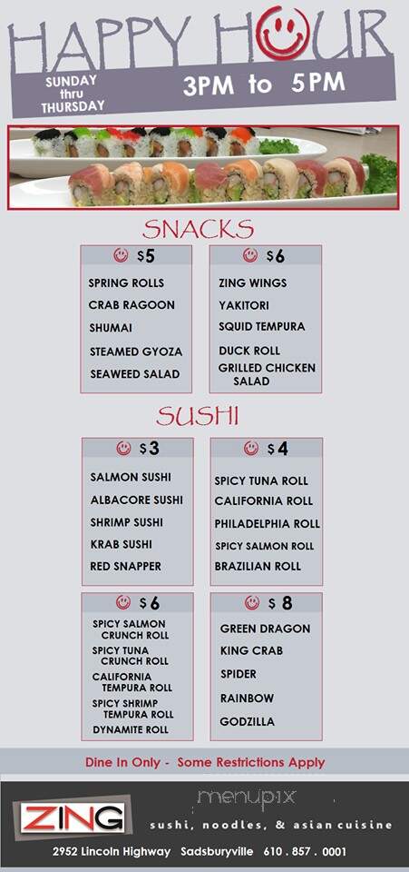 Zing - Sadsburyville, PA menu_pic
