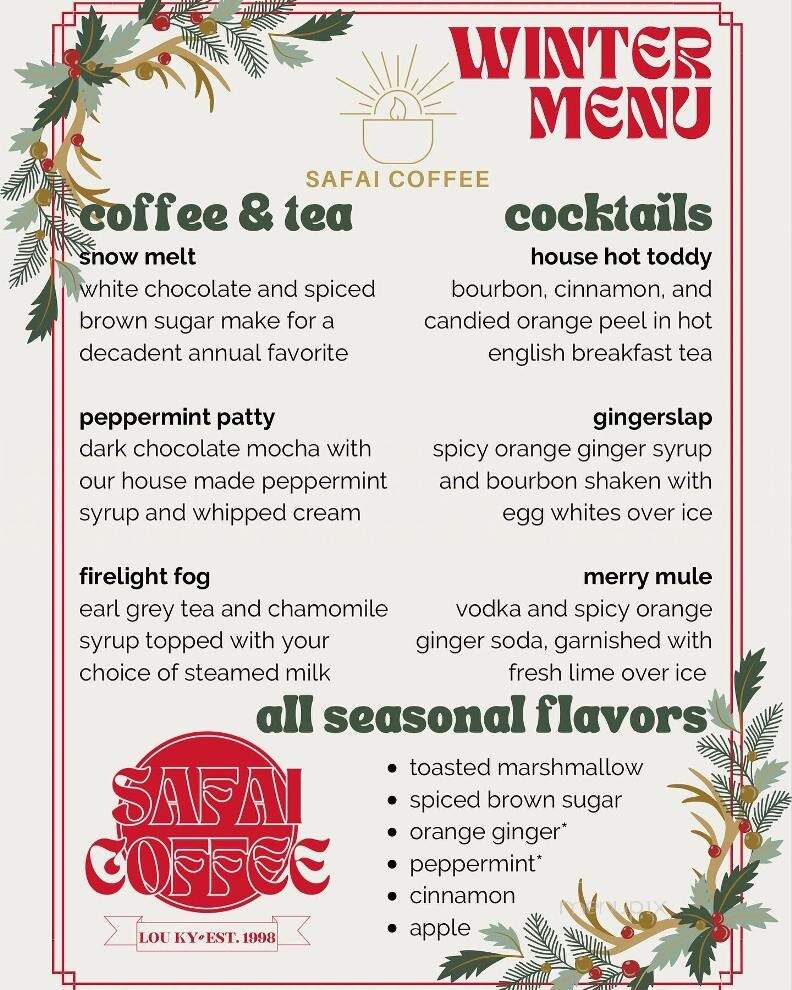 Safai Coffee - Louisville, KY menu_pic