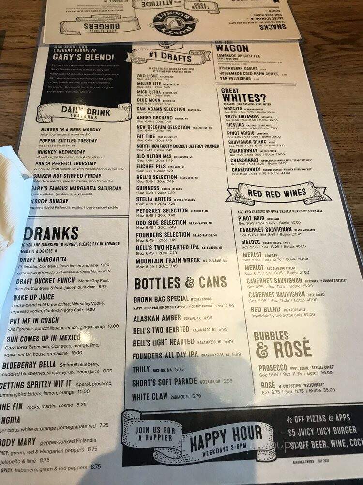Rusty Bucket Restaurant and Tavern - Bingham Farms, MI menu_pic