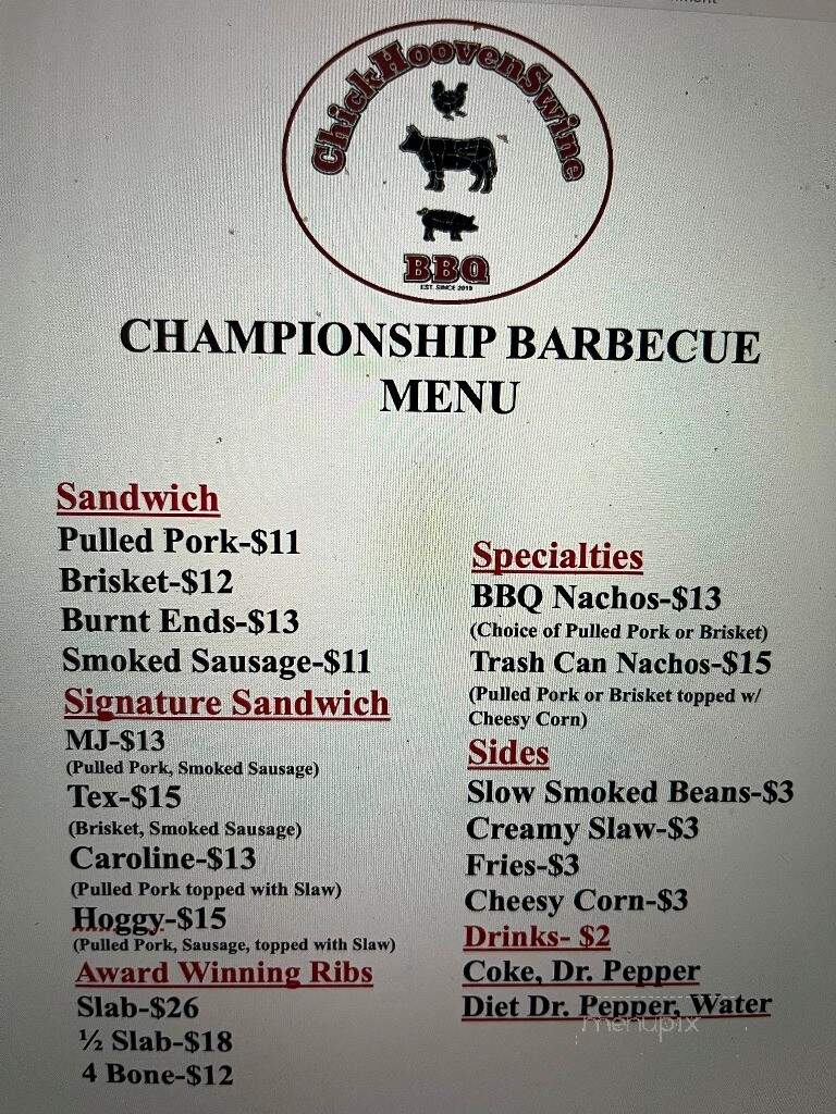ChickHoovenSwine BBQ - Spring Hill, KS menu_pic