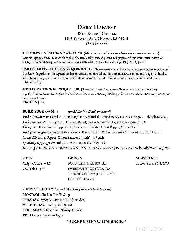 Daily Harvest - Monroe, LA menu_pic