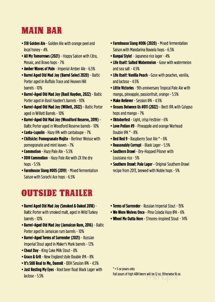 Great Raft Brewing - Shreveport, LA menu_pic