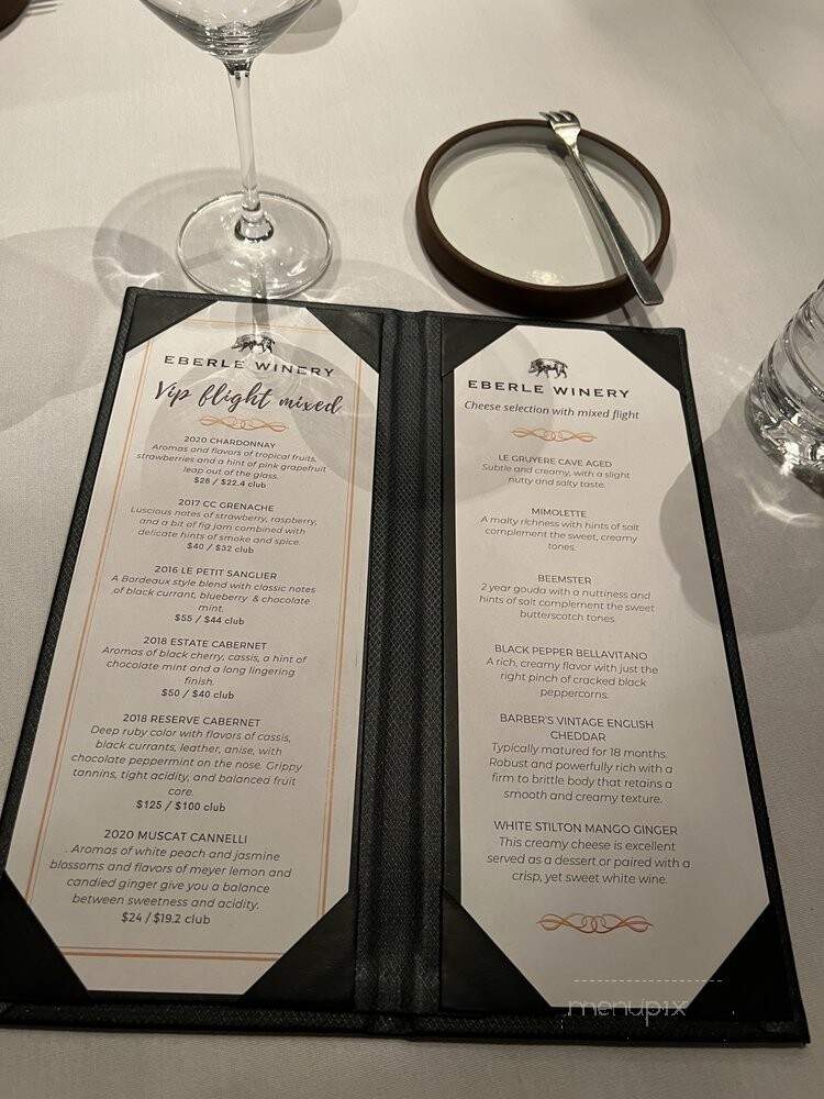 Eberle Winery - Paso Robles, CA menu_pic