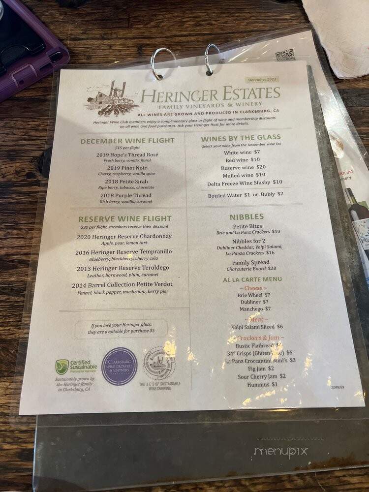Heringer Estates - Clarksburg, CA menu_pic