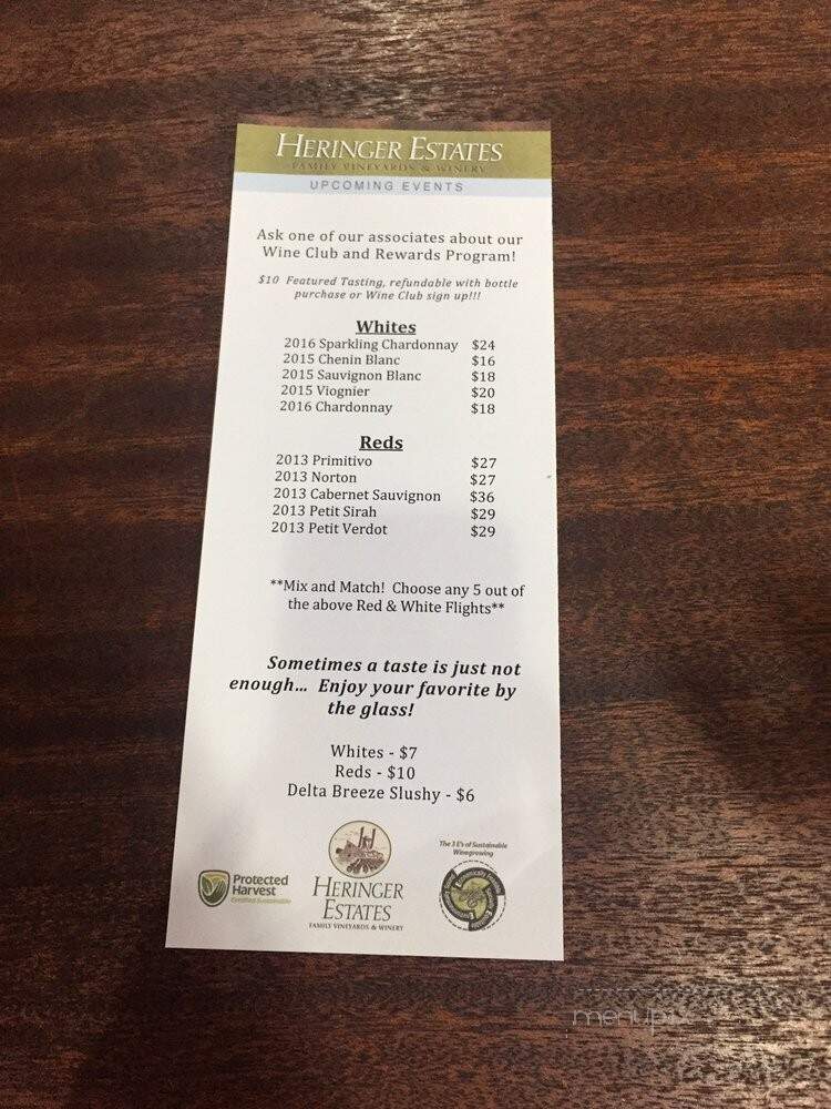 Heringer Estates - Clarksburg, CA menu_pic