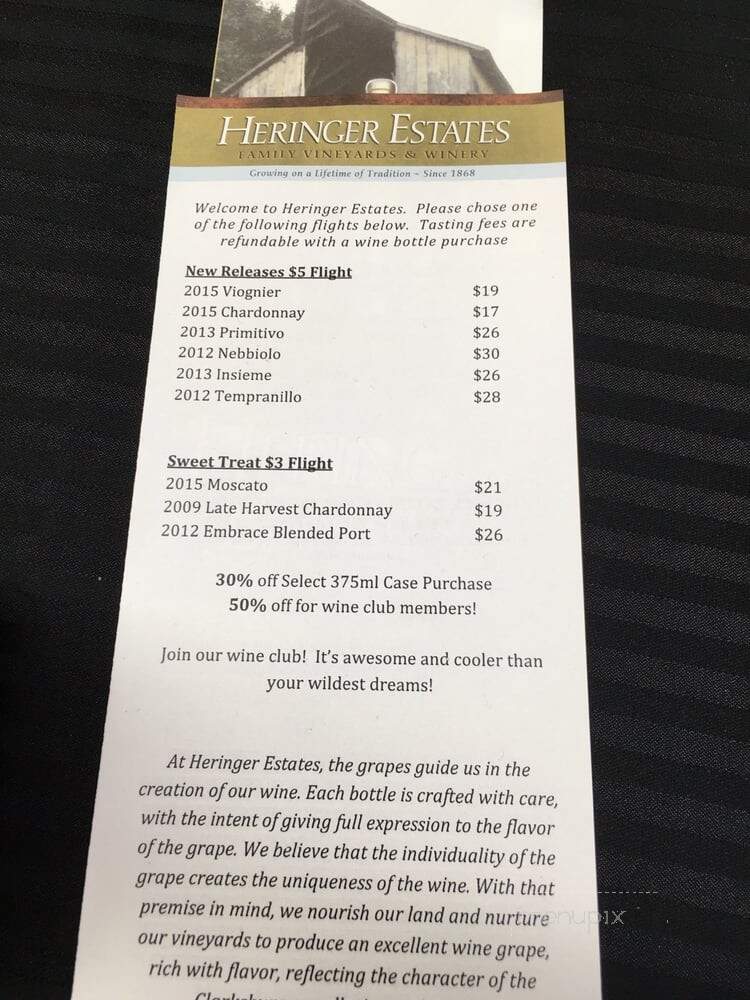 Heringer Estates - Clarksburg, CA menu_pic