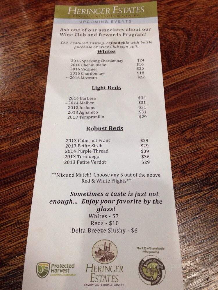 Heringer Estates - Clarksburg, CA menu_pic