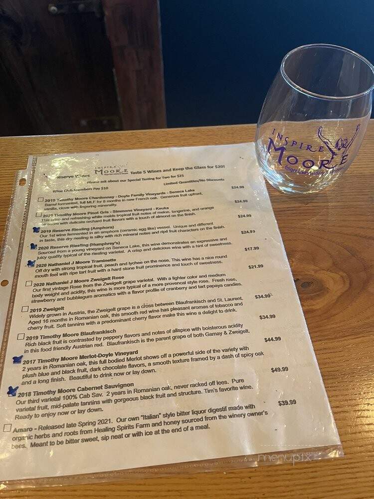 Inspire Moore Winery - Naples, NY menu_pic