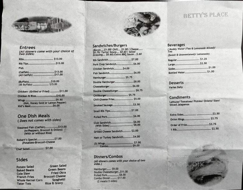 Betty's Place - Indianola, MS menu_pic