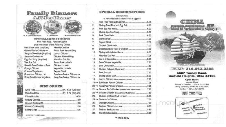 China Kitchen II - Cleveland, OH menu_pic