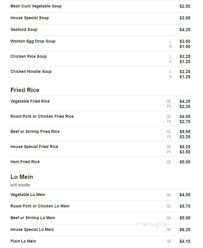 Hong Kong King Buffet - Geneva, OH menu_pic
