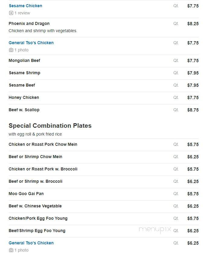 Hong Kong King Buffet - Geneva, OH menu_pic