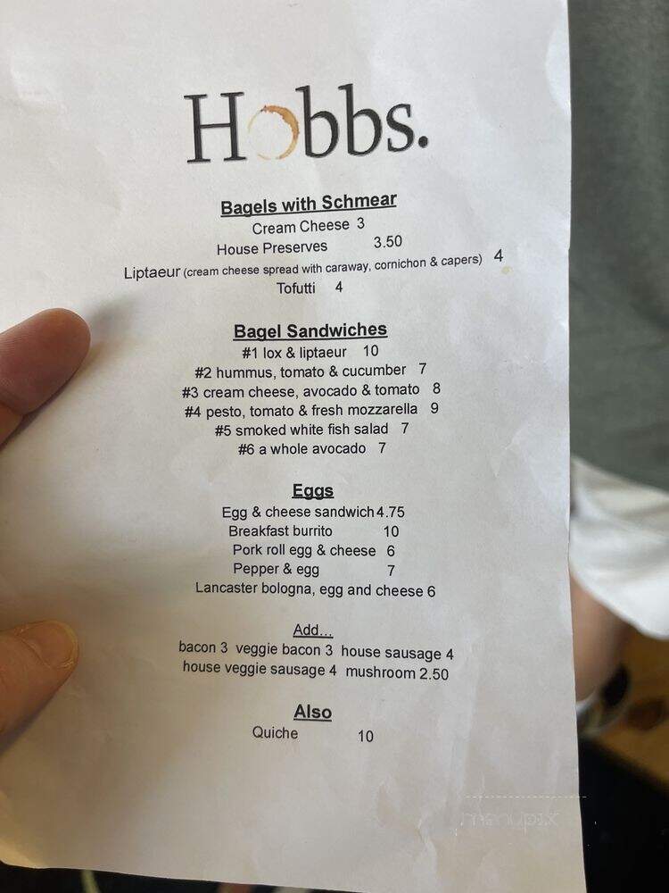 Hobbs Coffee - Swarthmore, PA menu_pic
