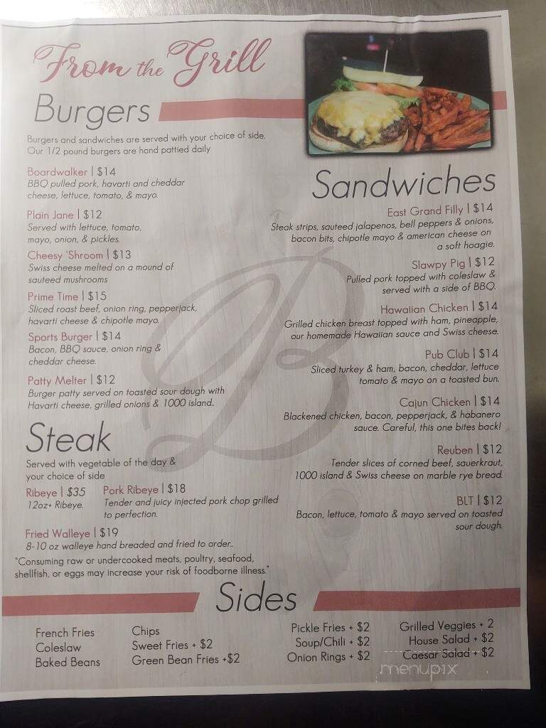 Boardwalk Bar Grill - East Grand Forks, MN menu_pic