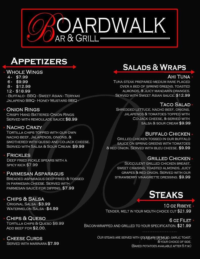 Boardwalk Bar Grill - East Grand Forks, MN menu_pic