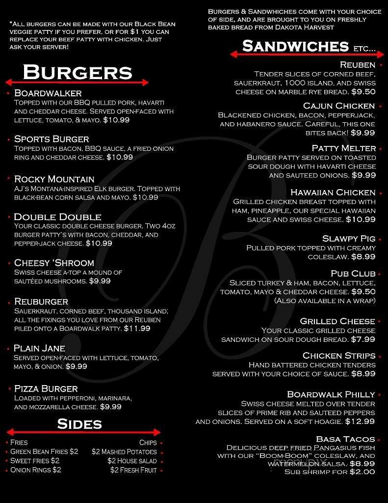 Boardwalk Bar Grill - East Grand Forks, MN menu_pic