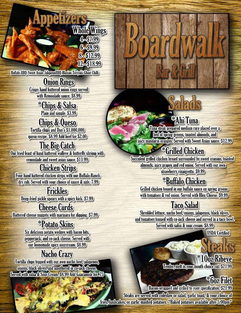 Boardwalk Bar Grill - East Grand Forks, MN menu_pic