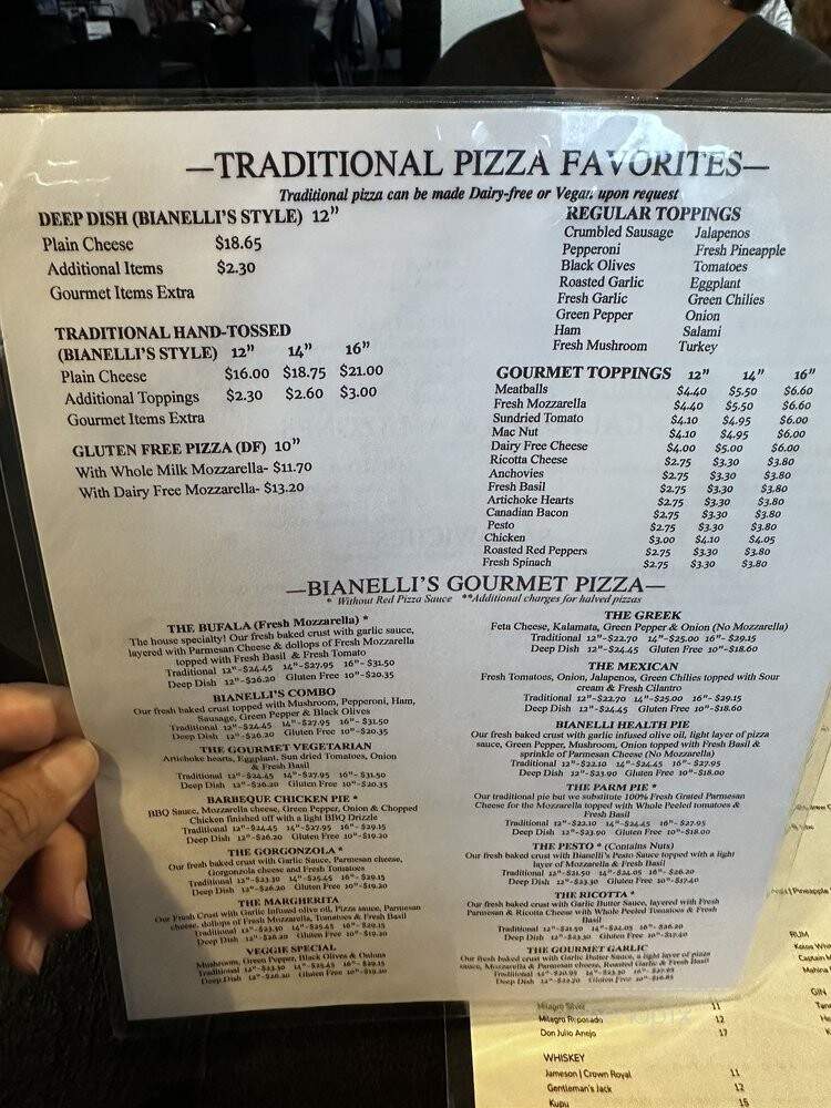 Bianelli's Gourmet Pizza Pasta - Kailua Kona, HI menu_pic