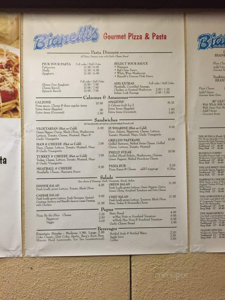 Bianelli's Gourmet Pizza Pasta - Kailua Kona, HI menu_pic