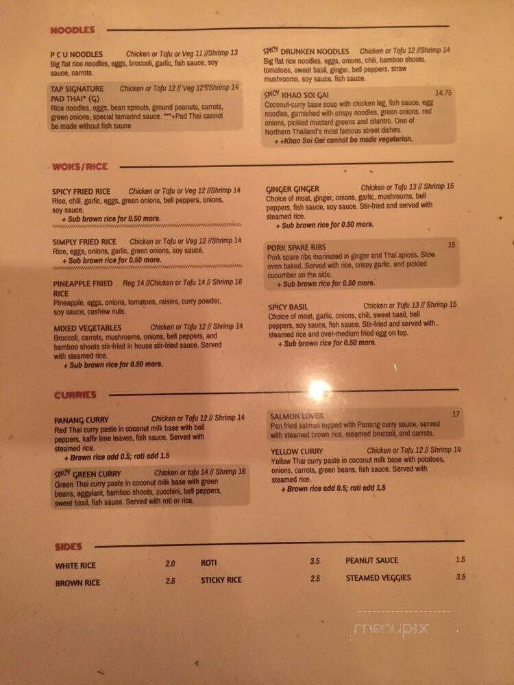 TAP Thai Cuisine - Santa Barbara, CA menu_pic
