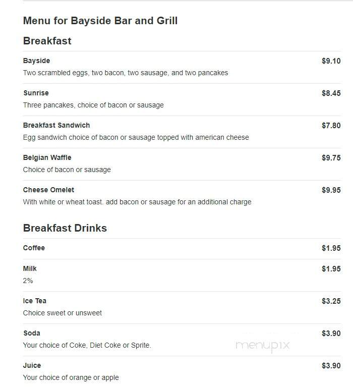 Bayside Bar and Grill - Clearwater, FL menu_pic