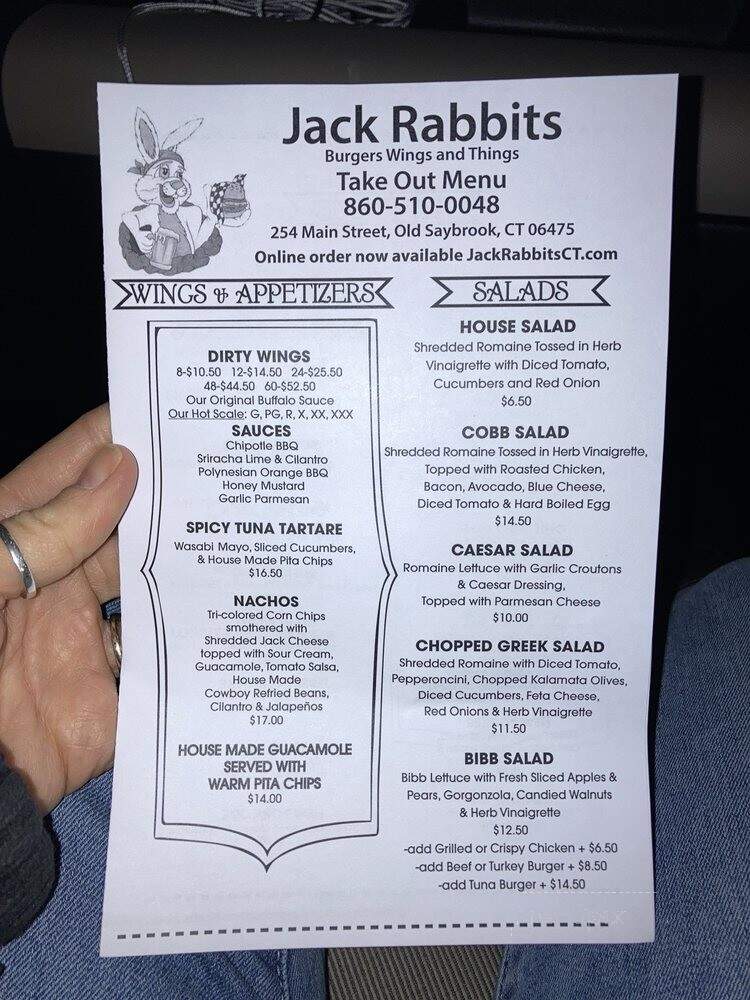 Jack Rabbit's - Old Saybrook, CT menu_pic