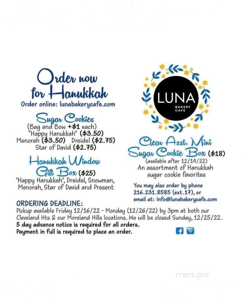 Luna Bakery Cafe - Cleveland, OH menu_pic