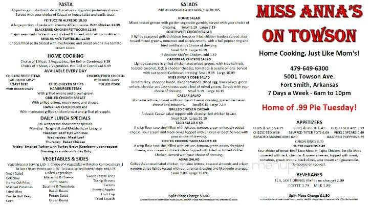 Miss Anna's on Towson - Fort Smith, AR menu_pic