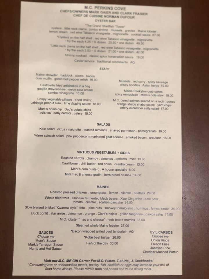 Footbridge Lobster - Ogunquit, ME menu_pic