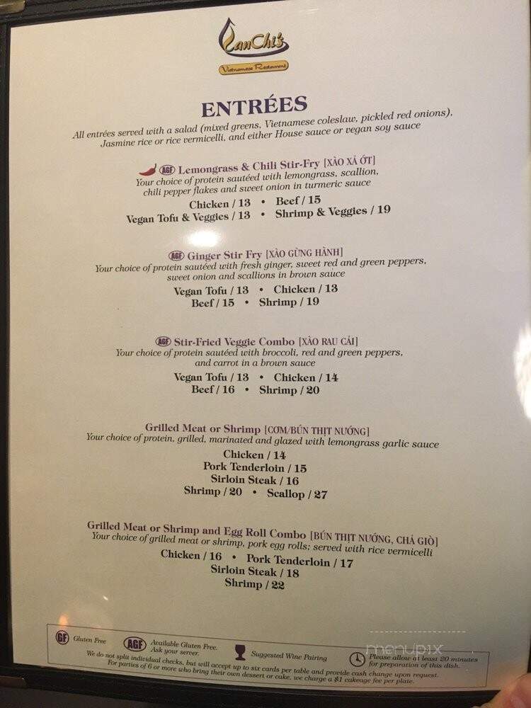 Lan Chi's Vietnamese Restaurant - Middletown, CT menu_pic