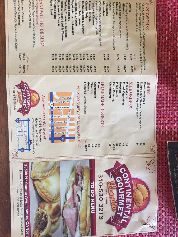 Continental Gourmet Market Lomita - Lomita, CA menu_pic