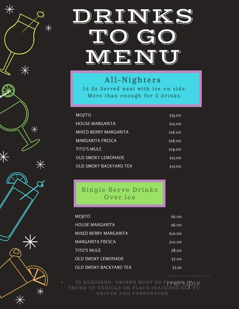 Smoked Bar & Grill - Hummelstown, PA menu_pic