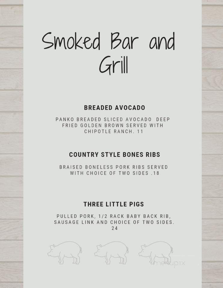 Smoked Bar & Grill - Hummelstown, PA menu_pic