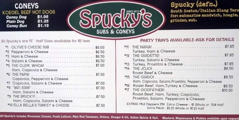 Spucky's Subs & then Coneys - Saginaw, MI menu_pic
