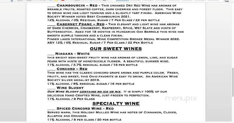 Manchester Hill Farm & Winery - Circleville, OH menu_pic