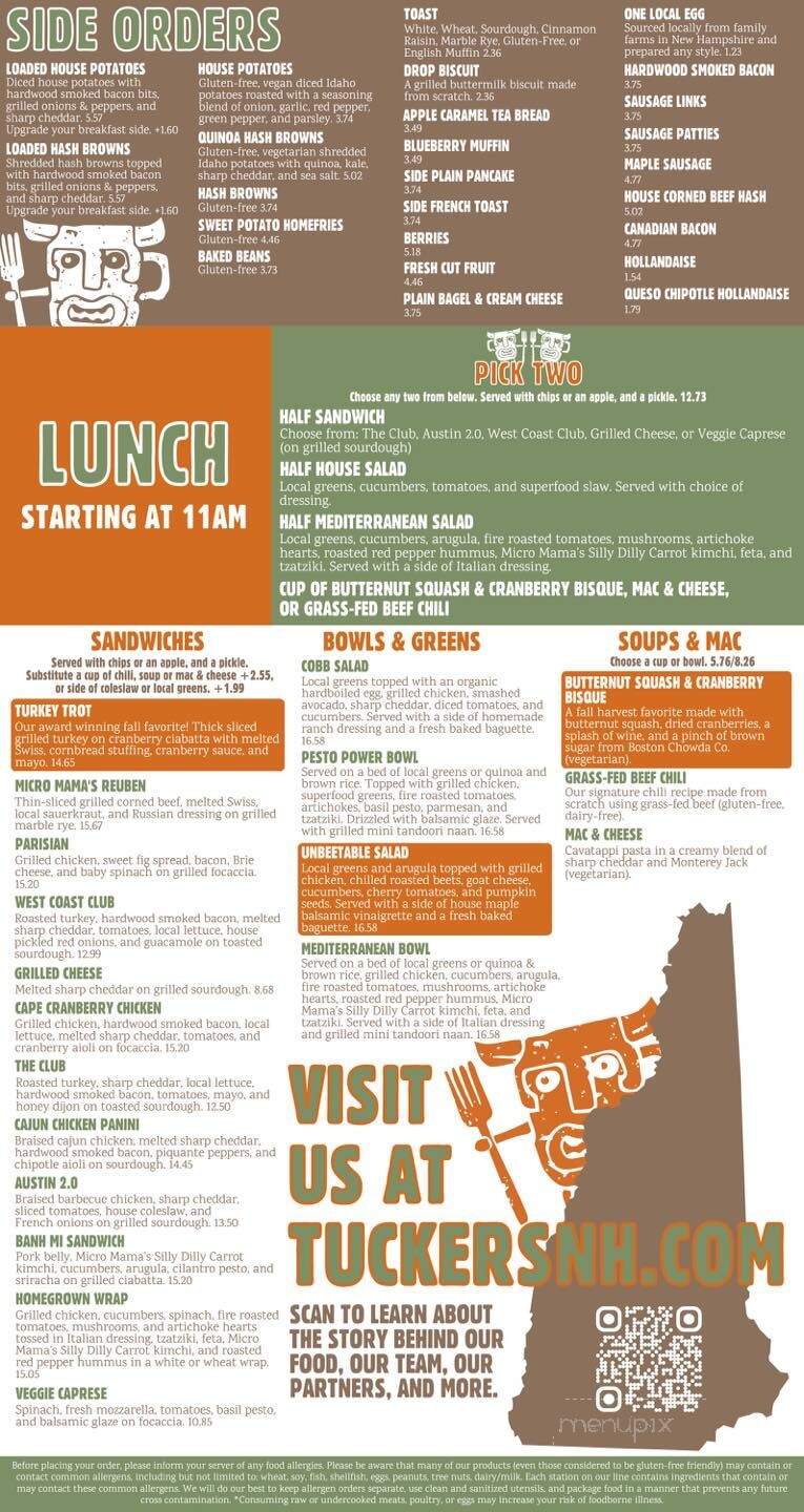 Tuckers - Hooksett, NH menu_pic