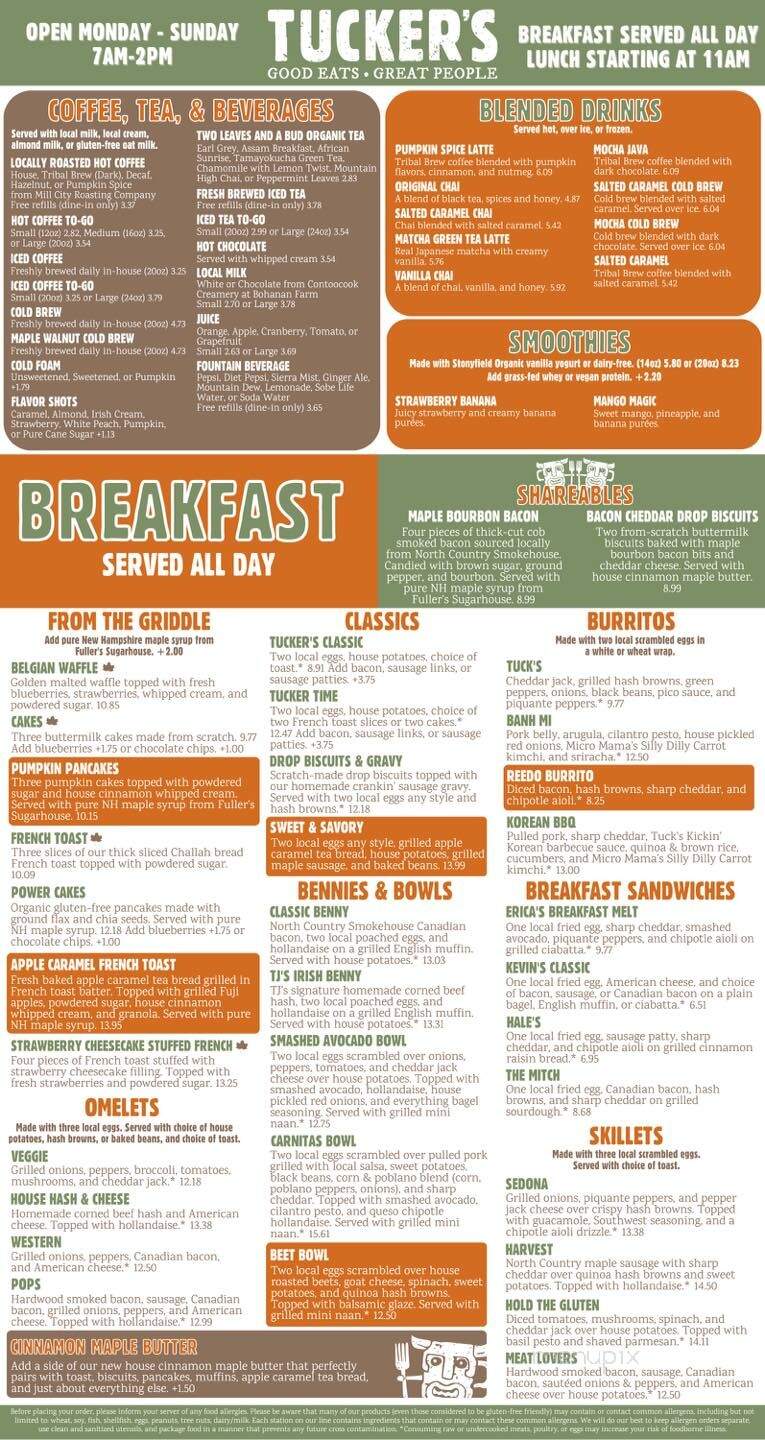 Tuckers - Hooksett, NH menu_pic