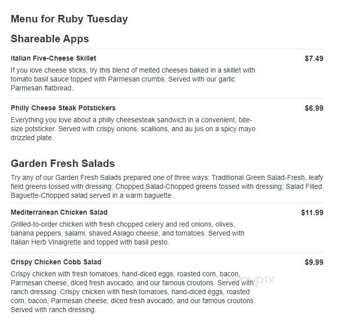 West Plains Ruby Tuesday - West Plains, MO menu_pic