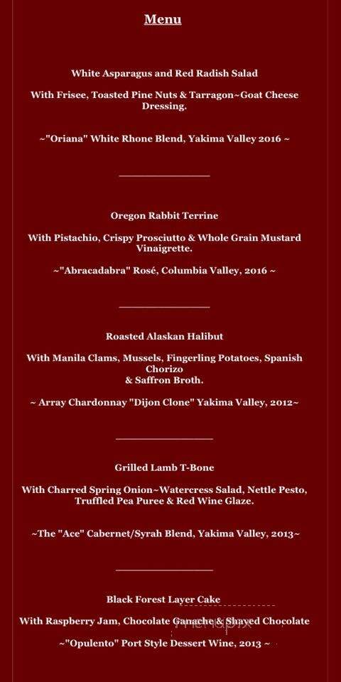 Brian Carter Cellars - Woodinville, WA menu_pic