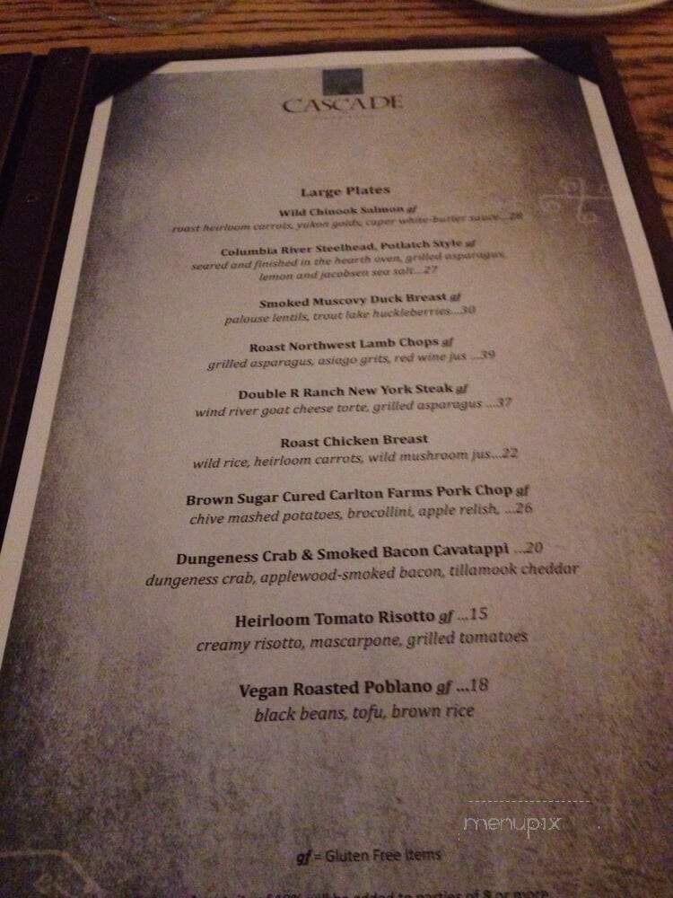 Cascade Dining Room - Stevenson, WA menu_pic