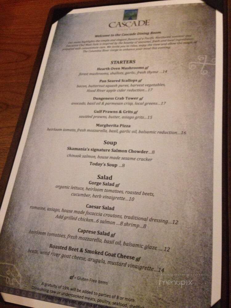 Cascade Dining Room - Stevenson, WA menu_pic