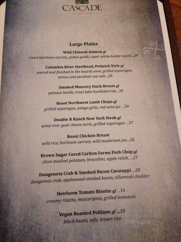 Cascade Dining Room - Stevenson, WA menu_pic