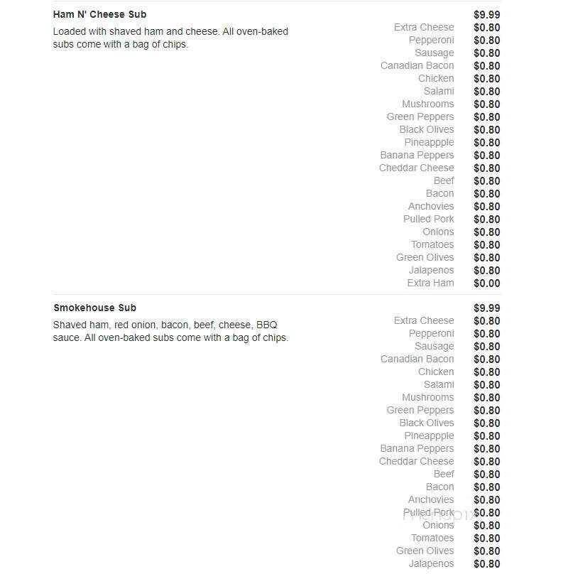 Primo's Pizza - Carbondale, IL menu_pic