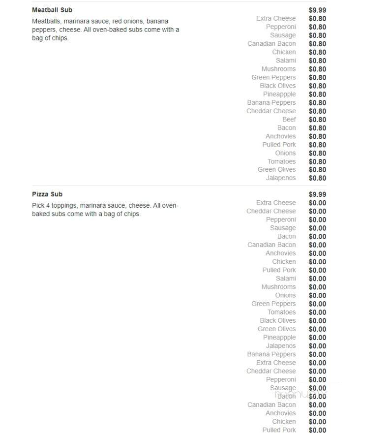 Primo's Pizza - Carbondale, IL menu_pic